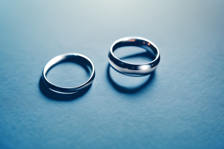 A pair of wedding rings lying on a table