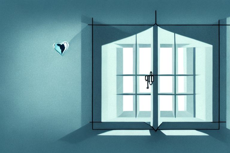 A prison cell with a heart-shaped window