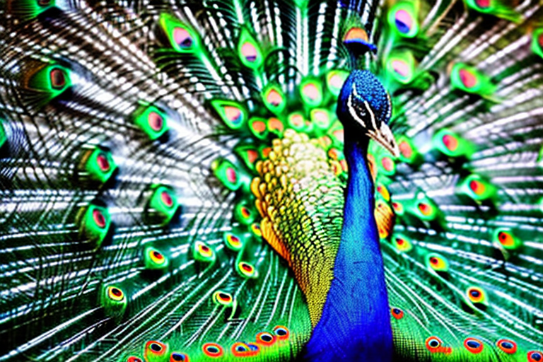 A peacock displaying its colorful feathers