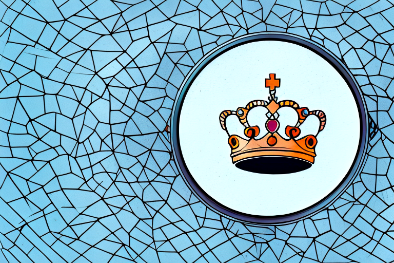 A cracked mirror reflecting a shaky image of a crown